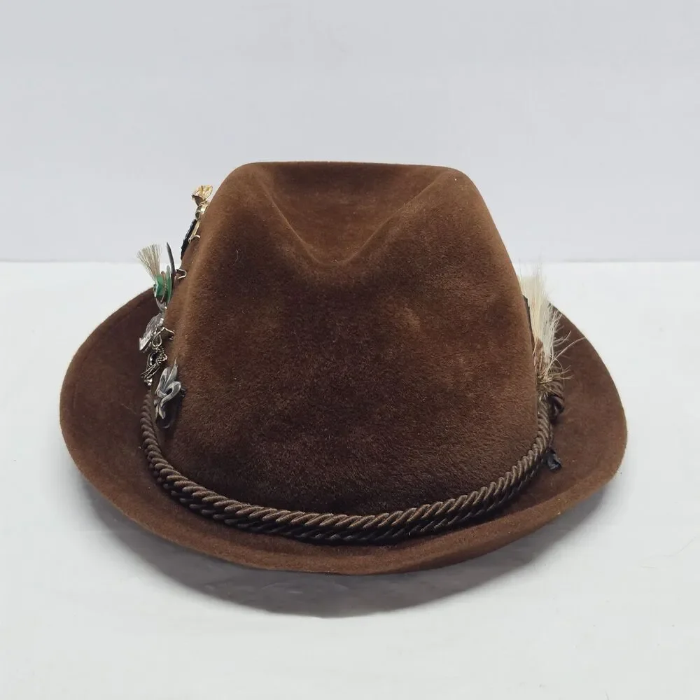 Vintage Eichenberger Switzerland Brown Beaver Hat Hunter Fedora Size 7 1/8 EU 57